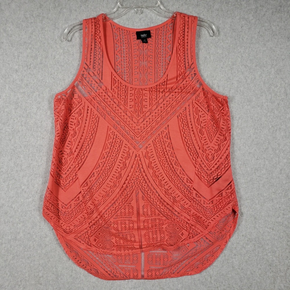 Mossimo Supply Co Orange Geometric Crochet Tunic‎ Tank Top Size L Boho Y2K 2000s